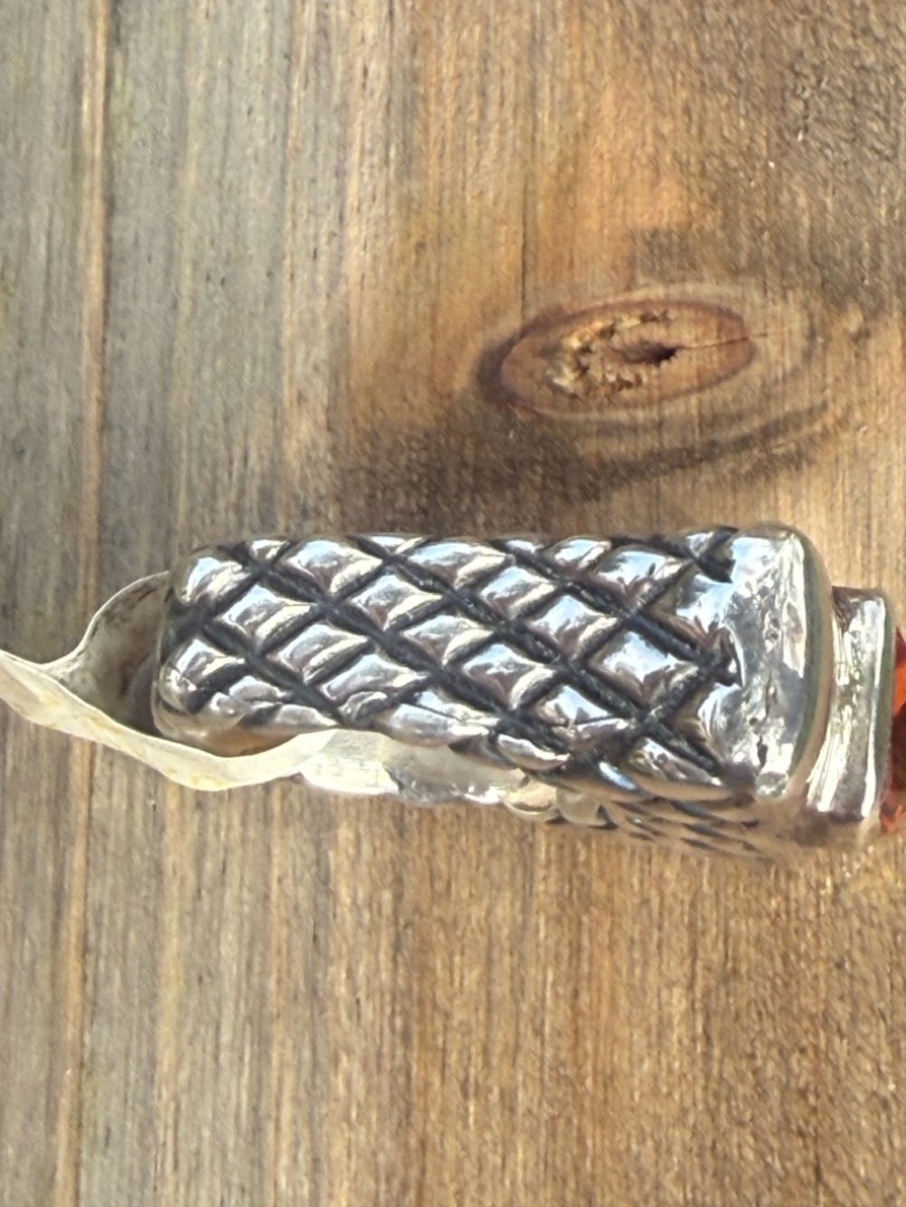 Dian Malouf Sterling Silver and Deep Orange Stone - Picture 2 of 3